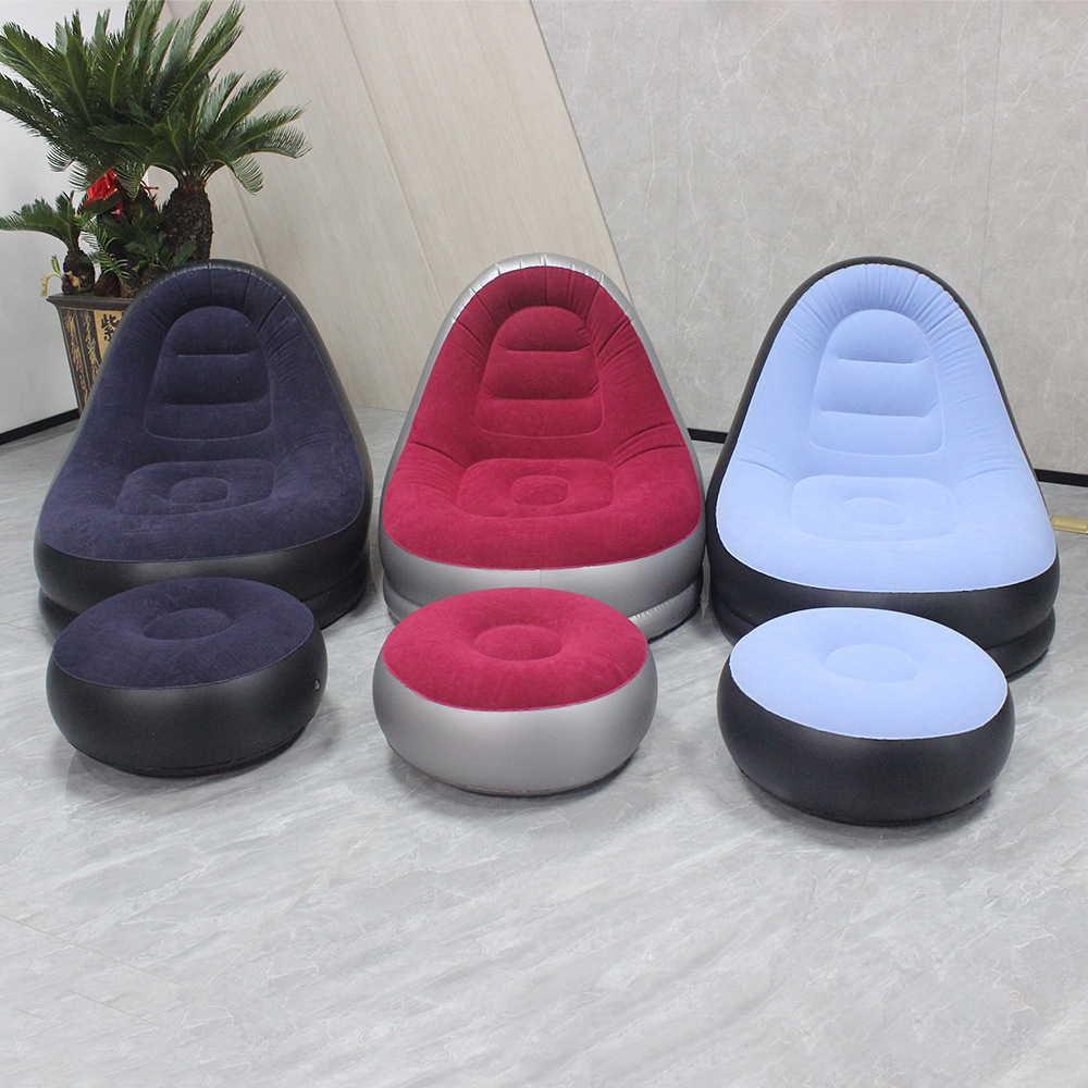 Foldable inflatable sofa chair with footrests and flocking, outdoor portable inflatable sofa, home lazy lounge chair sofa Application Scenario