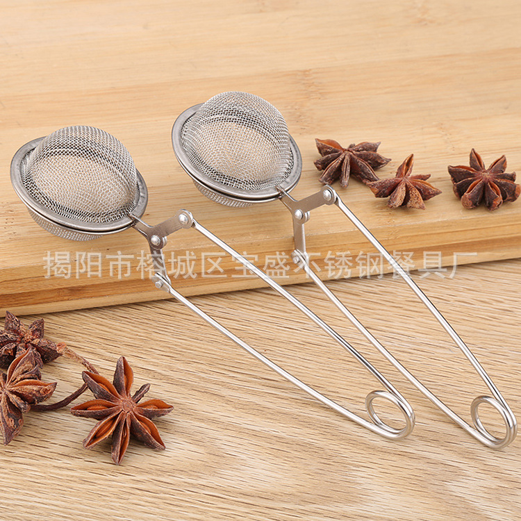 Stainless steel tea filter, household tea brewer, tea balls, seasoning balls, soup pot flavor treasure, marinade balls, seasoning ball holder details Picture