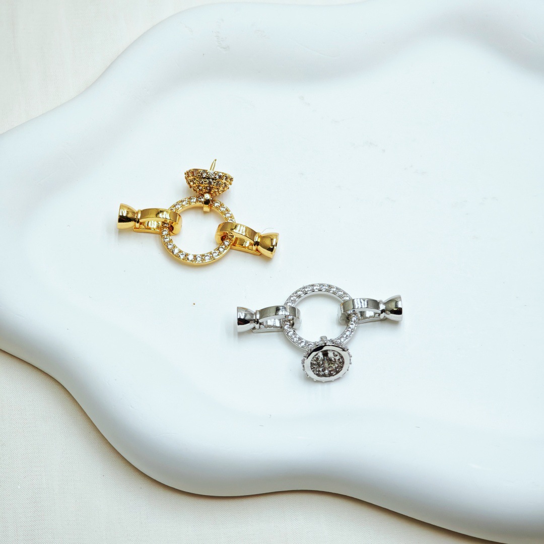 Gold-plated, color-preserving, and design-savvy zircon abalone with interlocking pearl buckles for DIY bracelet and necklace accessories Specification image