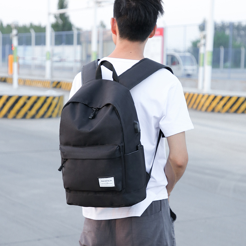 Wholesale of new trendy men's double-back casual Oxford fabric simple Korean-style backpacks with large capacity for middle school students details Picture