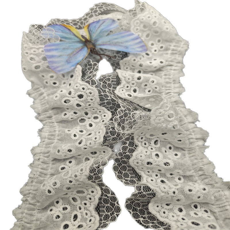 花边/灰色蕾丝花边/手工钉珠/纸制品花边/服装边辅料白底实物图