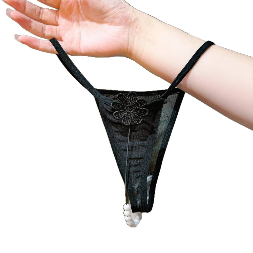 Pure sensual mesh pearl women's thong, high elasticity, comfortable and breathable, graphene antibacterial crotch 1319# Item Picture
