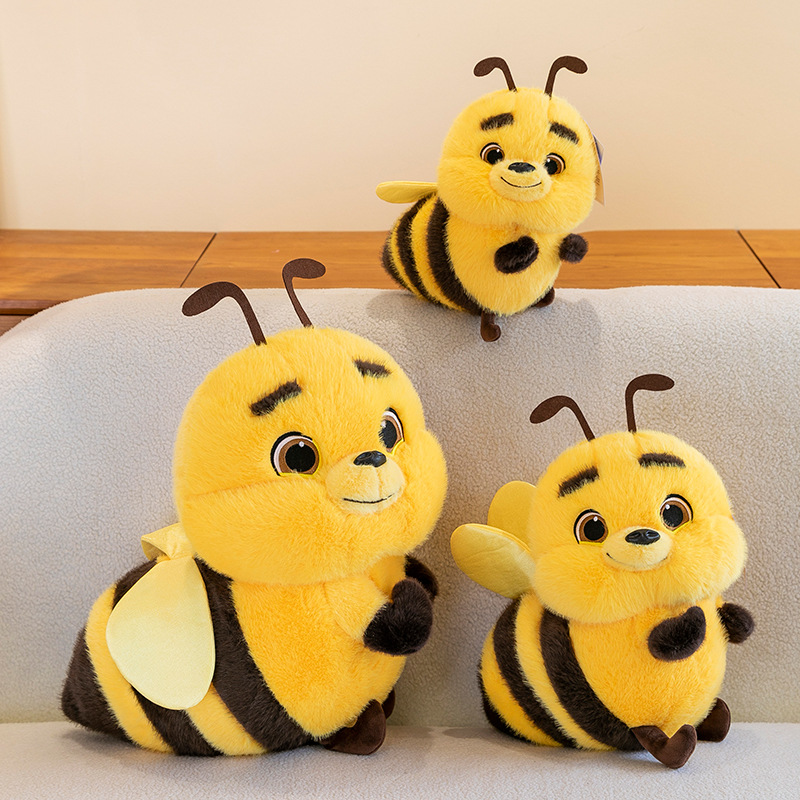 Cartoon big-eyed little bee plush toys, children's soothing dolls, birthday gifts, event props, home decorations details Picture