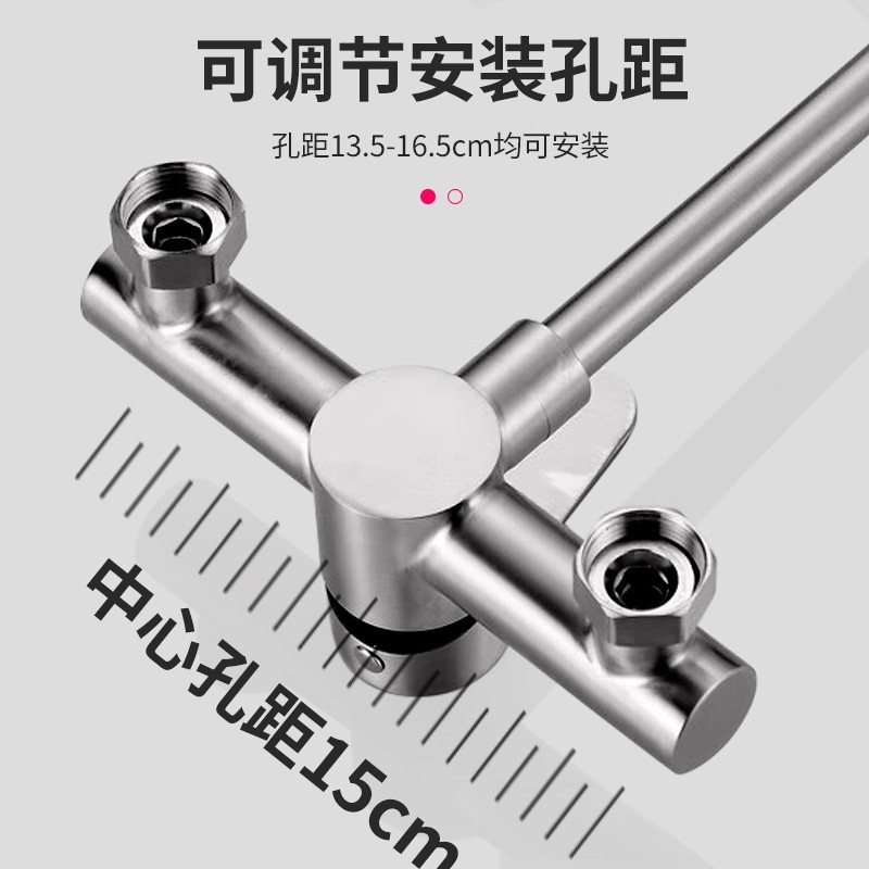 不锈钢厨房入墙式水龙头冷热双孔万向旋转阳台洗衣池洗菜盆混水阀详情图4