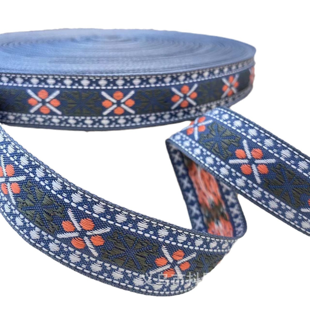 2.1- 2.5 cm handmade DIY bow webbing, ethnic minority style jacquard embroidery webbing, hair accessories and headwear Item Picture