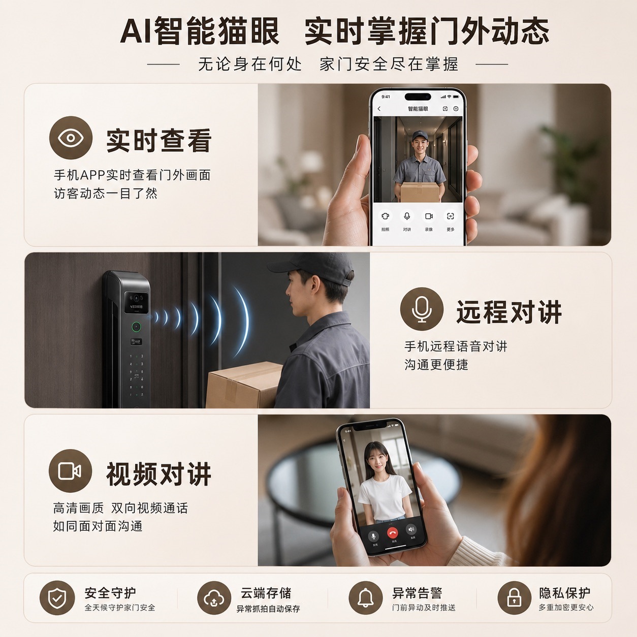 Facial recognition smart door lock, fingerprint password lock, entrance door smart lock, three-camera surveillance, cross-border graffiti, palm vein Specification image
