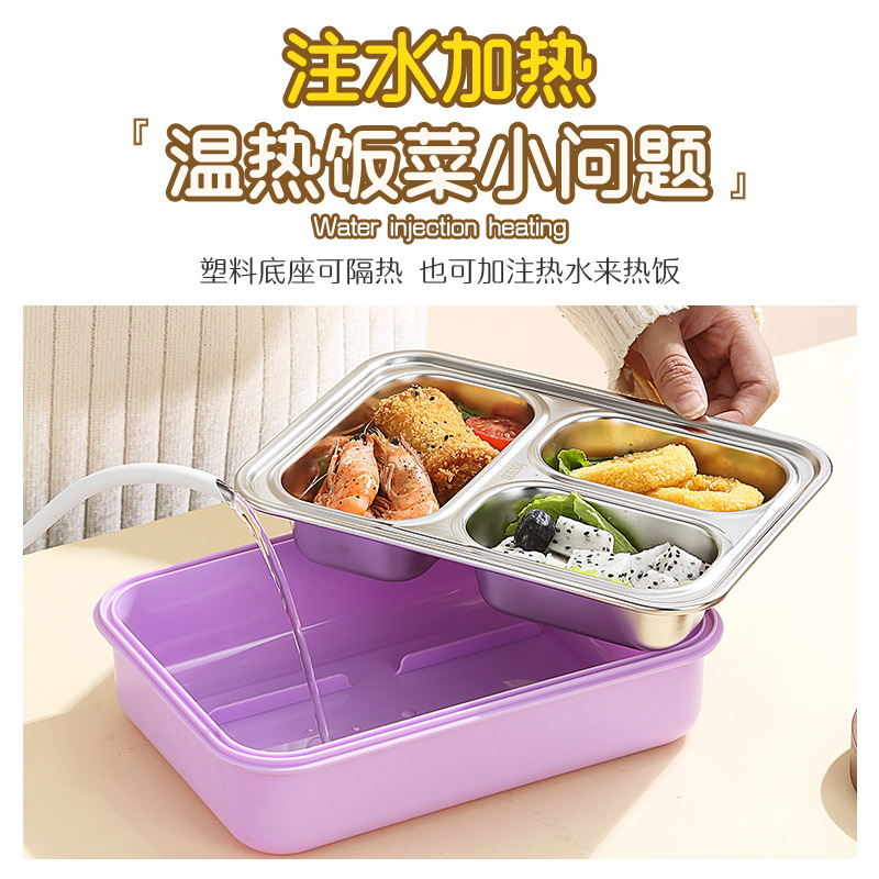 Cross-border best-selling independent sealed 3-compartment stainless steel lunchbox, non-odor-mixing student and white-collar lunchbox Application Scenario