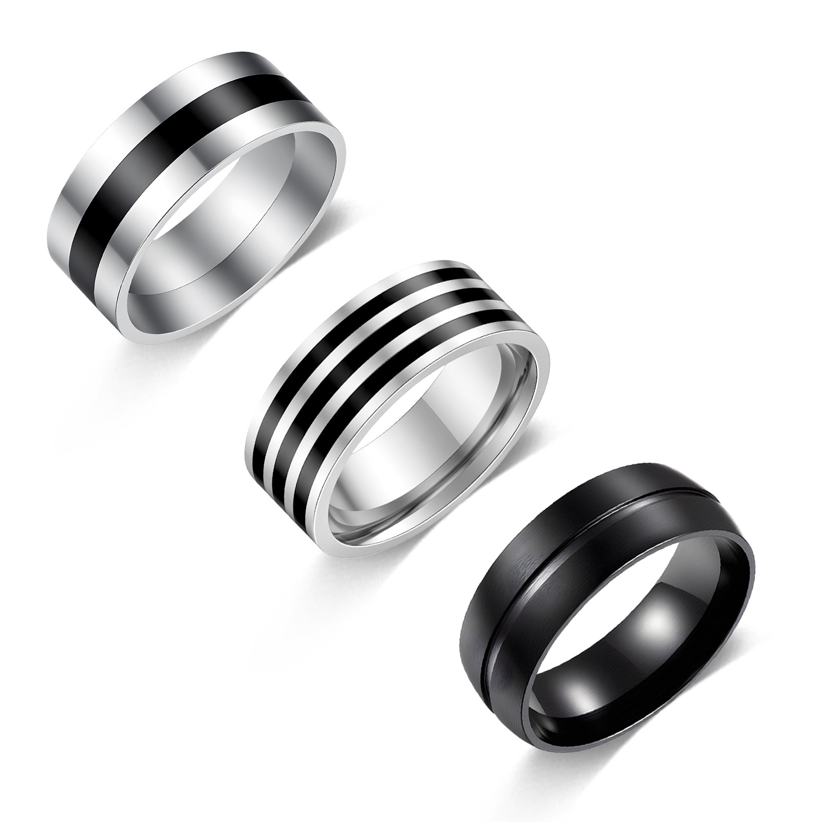 Amazon's new oil-dripping, simple and cool stainless steel ring from Europe and America is a personalized, versatile and trendy couple's choice Item Picture