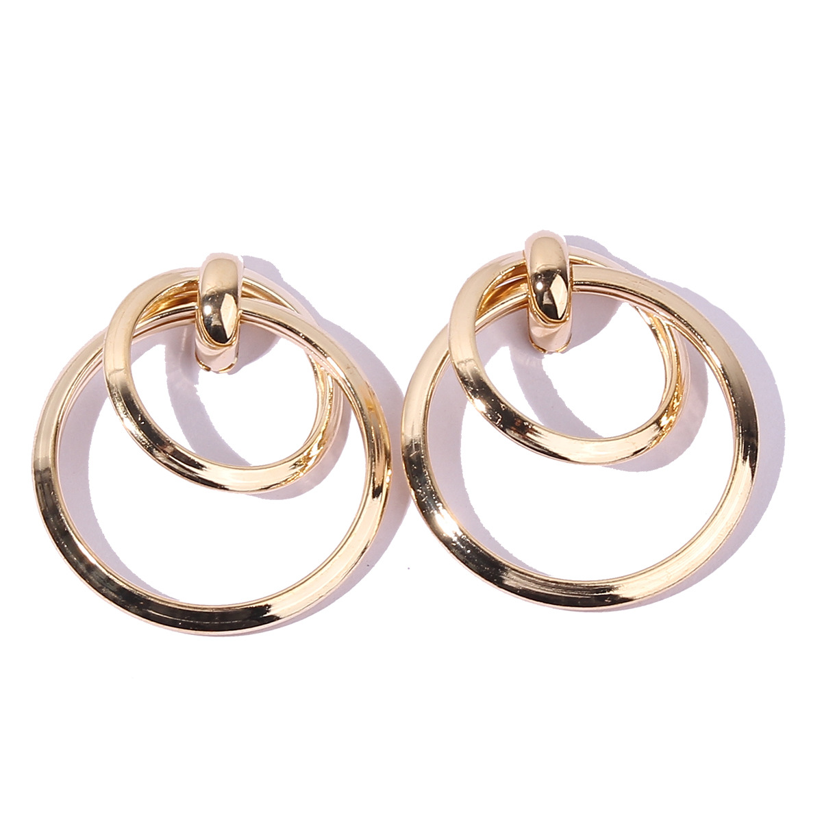 EA775 Limeng Accessories Manufacturer's new European and American fashionable geometric ear ring earrings, personalized double-layer ring earrings for women Item Picture