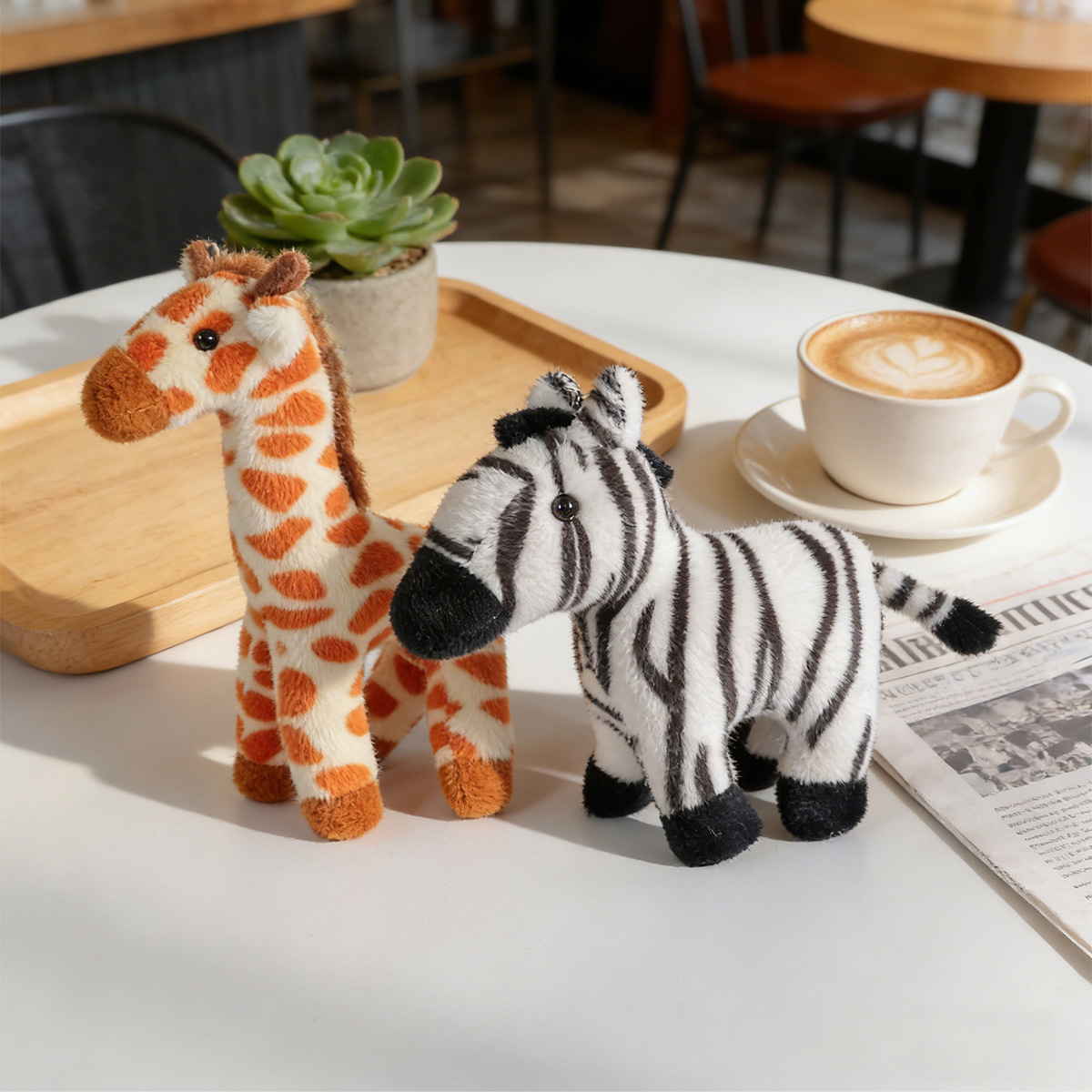 High-end cross-border giraffe and zebra keychain ring, pony schoolbag, small pendant accessory, gift pendant piece details Picture