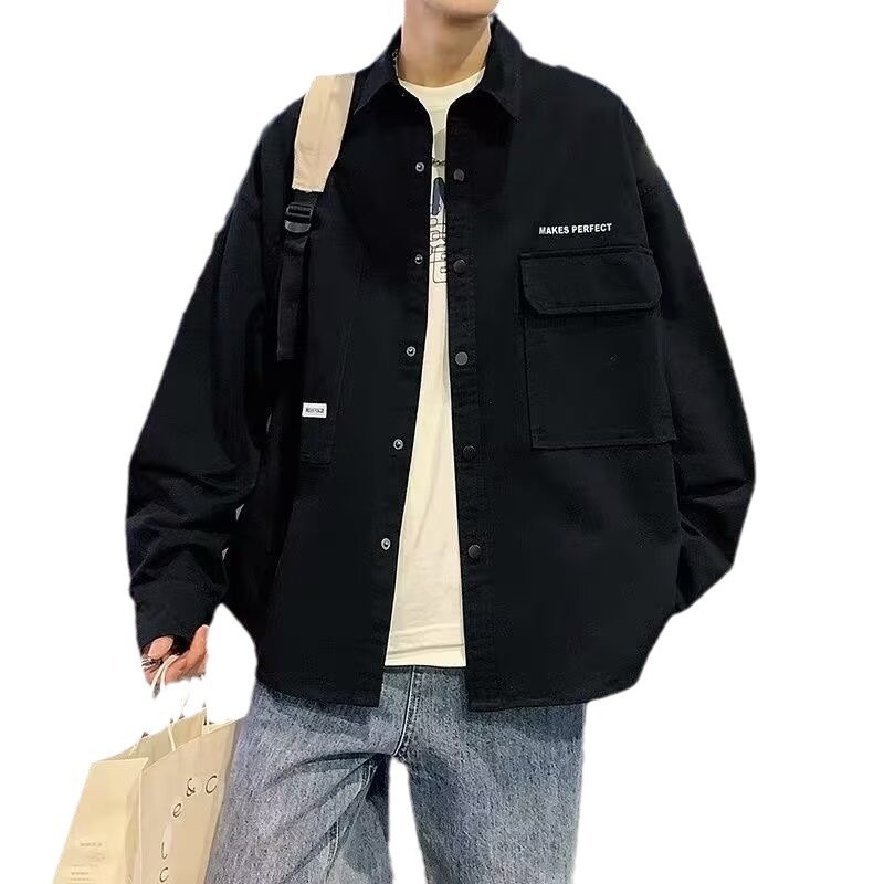 卡其色工装衬衫户外男式大褂工作服渔船作业服