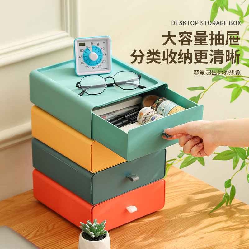 Drawer-type desktop storage box, storage box, office desk rack, organizing cabinet, wholesale organizing box details Picture