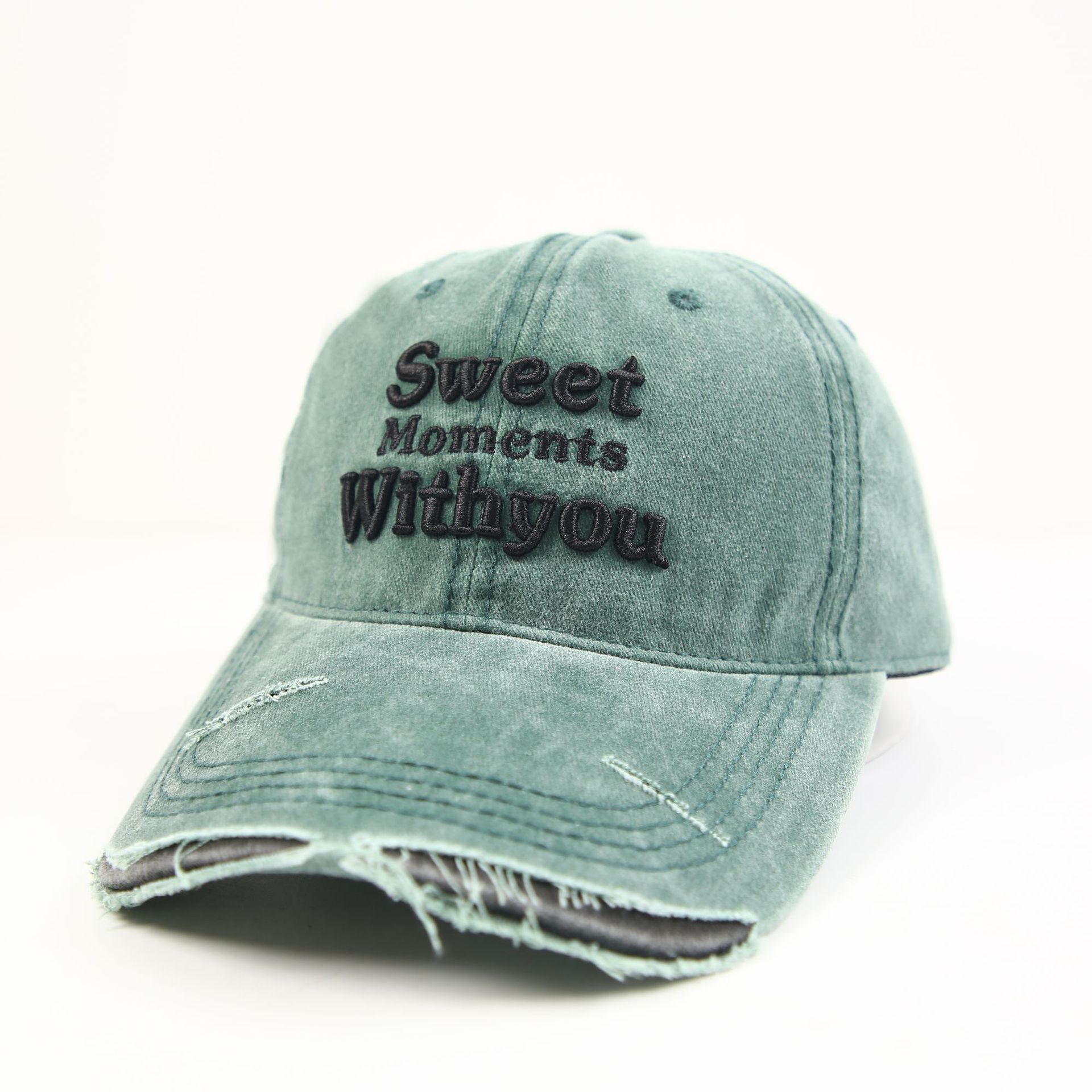 New cross-border washed and aged sweet large embroidered baseball cap and baseball cap Specification image