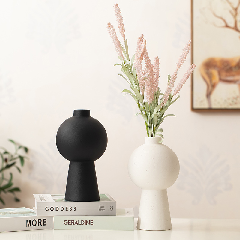 2025 Nordic minimalist Ceramic vases, light luxury dried flower arrangements, home living room and bedroom decorative items, cross-border best-selling vase ornaments details Picture