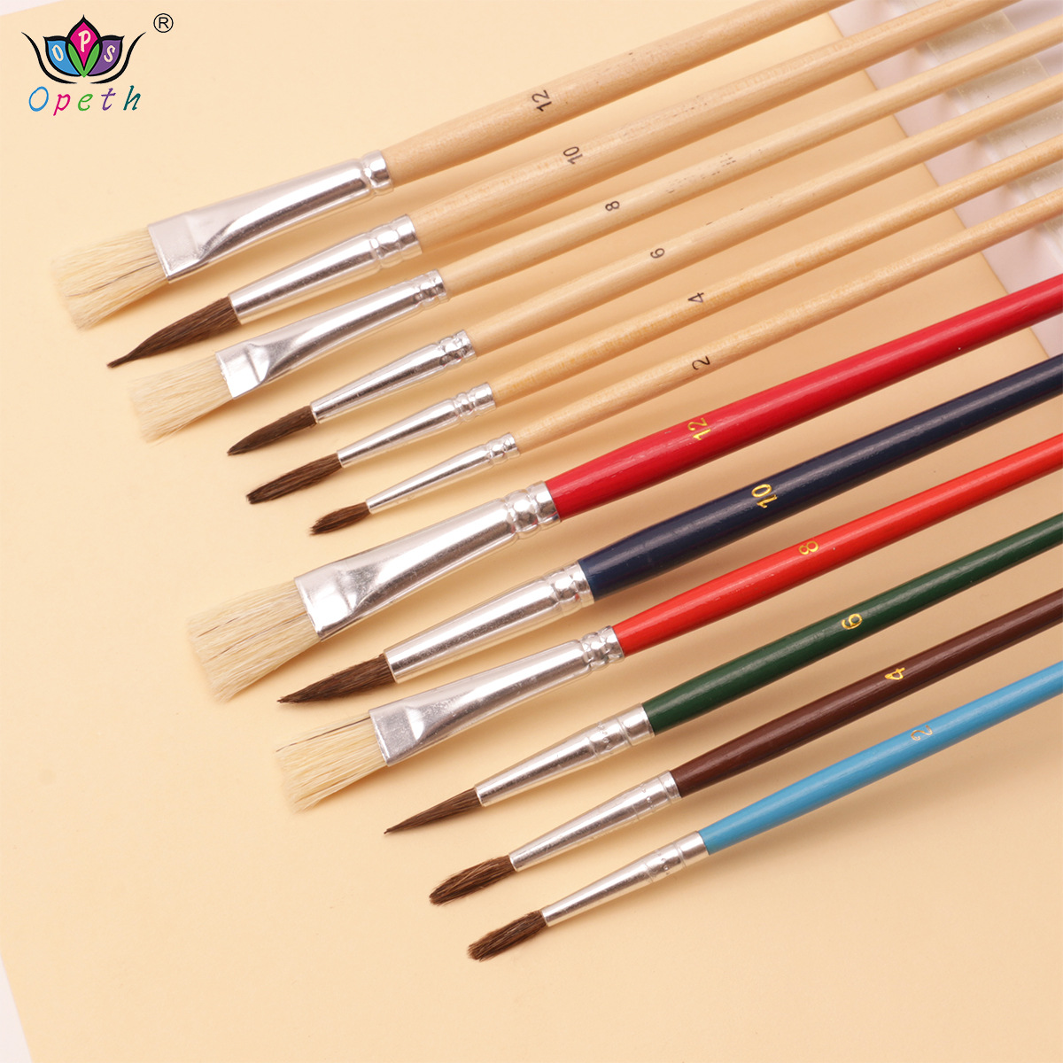 Cross-border 6-piece black wool oil painting brush set, acrylic brush, art painting outlining brush, pig bristle oil painting brush details Picture