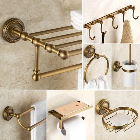 Towel rack, towel rod, antique bath towel rack, bathroom hardware, all-copper bathroom hanging piece, toilet and bathroom storage rack Towel rack, towel rod, antique bath towel rack, bathroom hardware, all-copper bathroom hanging piece, toilet and bathroom storage rack
