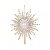 New fashionable, elegant and high-end women's light luxury full diamond brooch, graceful pearl brooch, suit accessory sunflower brooch Item Picture