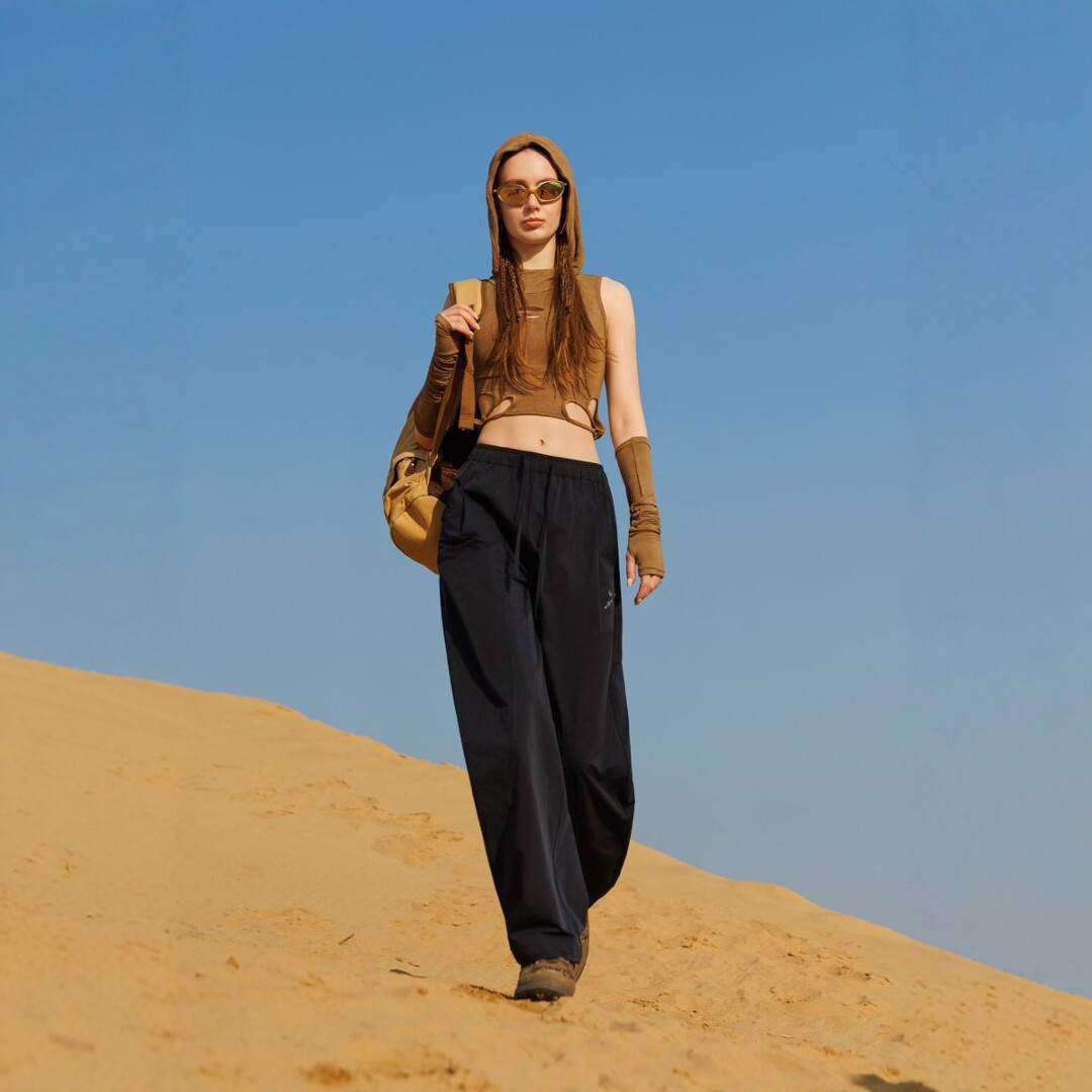26 New style curved knife cocoon-shaped sickle retro cut high-density pure cotton mid-low waist loose drawstring casual pants for women 8035 Application Scenario