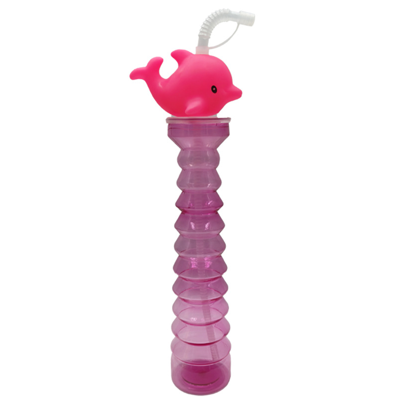 Cross-border bestsellers: Disposable cartoon animal plastic cups, juice drink bottles, little dolphin coconut tree creative straw cups Item Picture