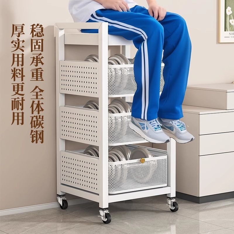 Carbon steel schoolbag storage rack, movable trolley, book storage rack, multi-layer schoolbag storage under the table, with wheels for storage Specification image
