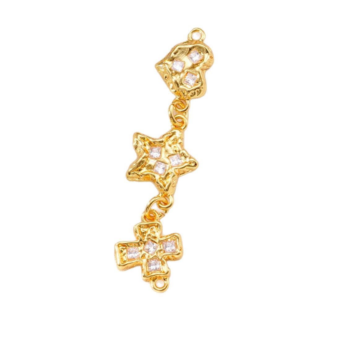 Copper-plated 18k color retention, zirconium-inlaid heart cross star pendant bracelet, pearl necklace, clasp, DIY jewelry accessory Item Picture