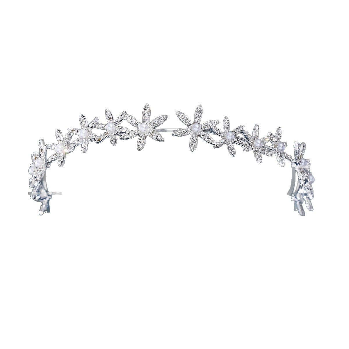 Fashionable rhinestone bride's wedding crown headband alloy flower wedding accessories photo shoot wedding dress headwear accessories for women Item Picture