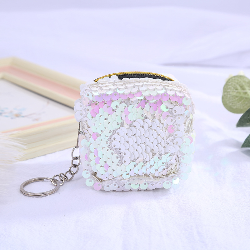 Cross-border sequined bag, coin bag, two-color three-dimensional sequined coin purse, women's mini wallet, storage small bag, portable fringed sequined bag Item Picture