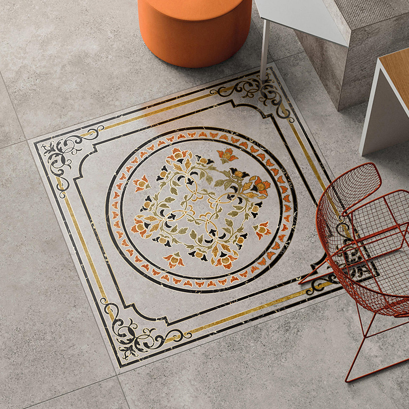 Gilded Mosaic tile stickers, living room floor, entrance hall, corridor decoration floor tiles, self-adhesive waterproof and wear-resistant floor stickers details Picture