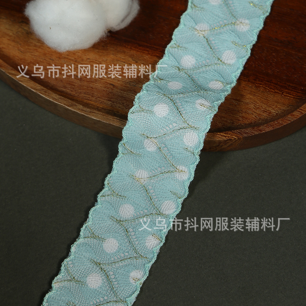韩系金丝波点刺绣提花织带DIY蝴蝶结发饰服装配饰装饰花边辅料细节图