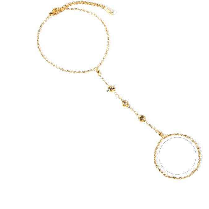 European and American cross-border millet beads, rice beads bracelet, zircon pearl ring chain, finger chain, jewelry bracelet, adjustable Item Picture