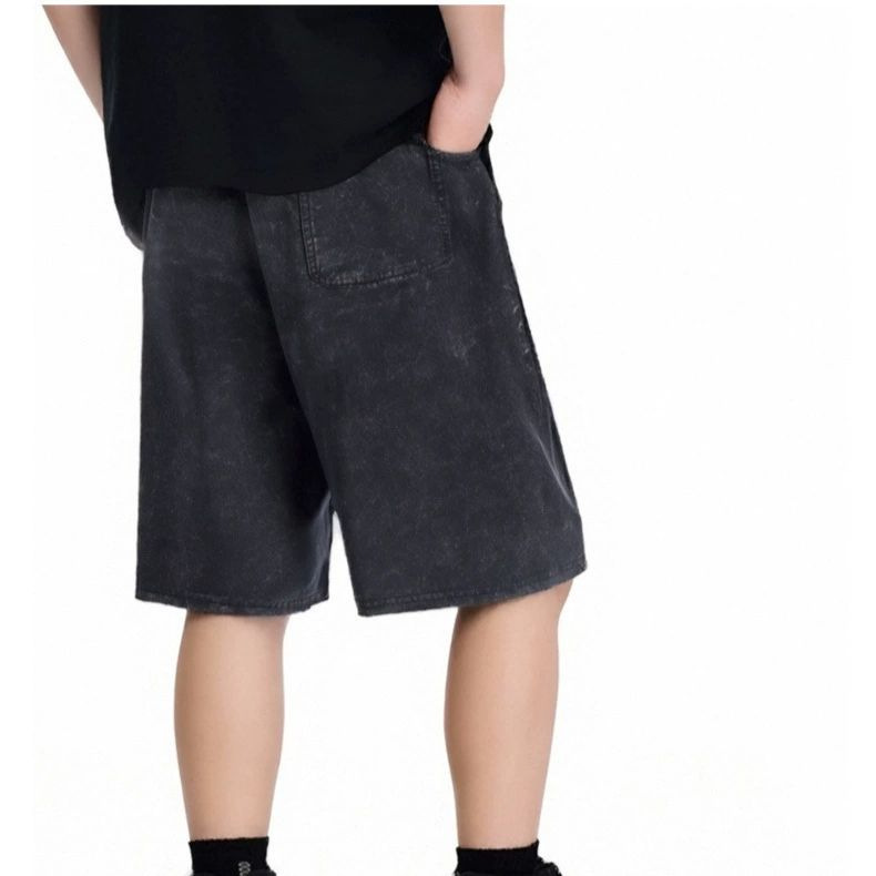 Cross-border European and American washed shorts, summer trendy brand pure cotton washed retro capri pants, sports and fitness pants, casual Specification drawing
