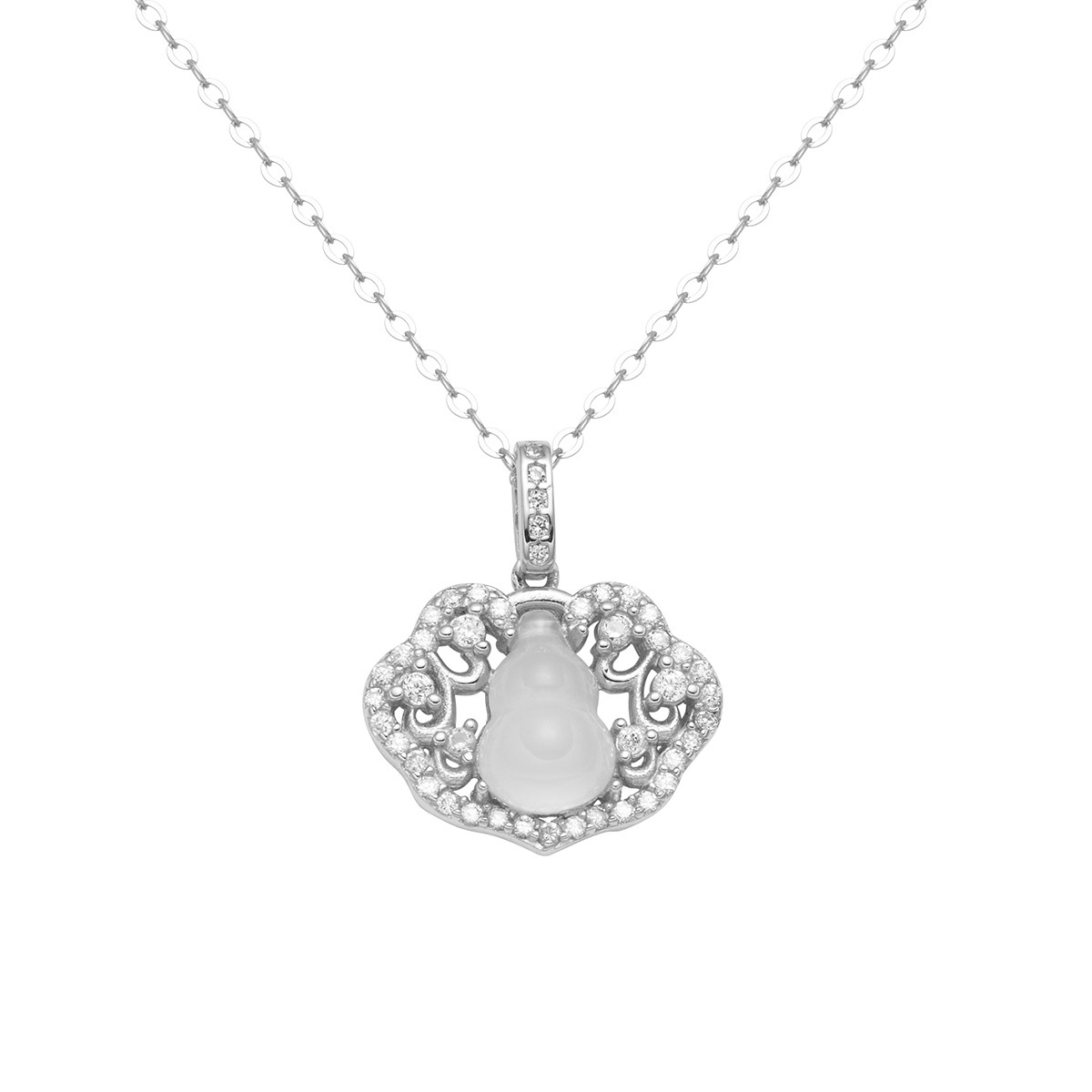 S925 Silver Ruyi Natural chalcedony Gourd Pendant, New Chinese style collarbone chain, Fortune and Peace Lock Manufacturer wholesale Item Picture