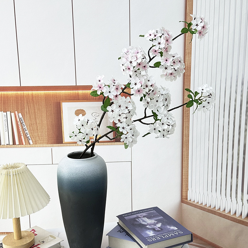 仿真6头带叶香薰梨花婚庆家居装饰插花装饰商场酒店场景布置假花