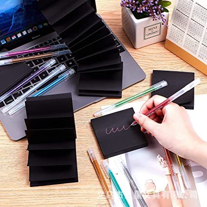 Black eye-catching reminder sticky notes, black paper notes, wholesale student stationery, Morandi high-end gray and black 50 pieces Specification image