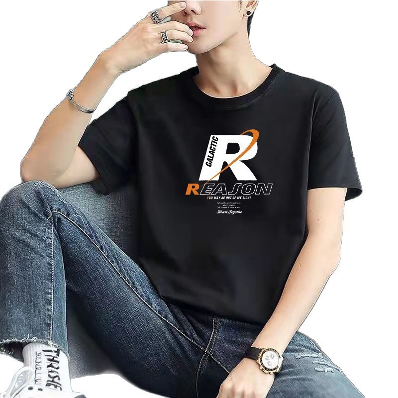 短袖t恤男士夏季新款潮牌潮流五分袖体恤纯棉打底衫上衣服