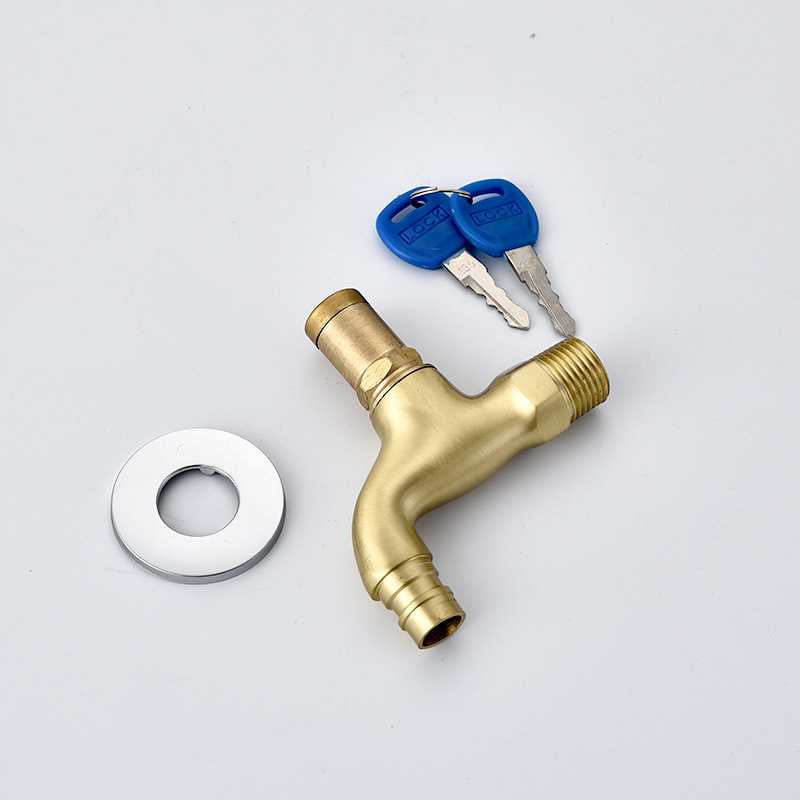 Factory wholesale direct supply of copper lock pointed faucet, anti-theft faucet, 4-minute faucet with key Specification image