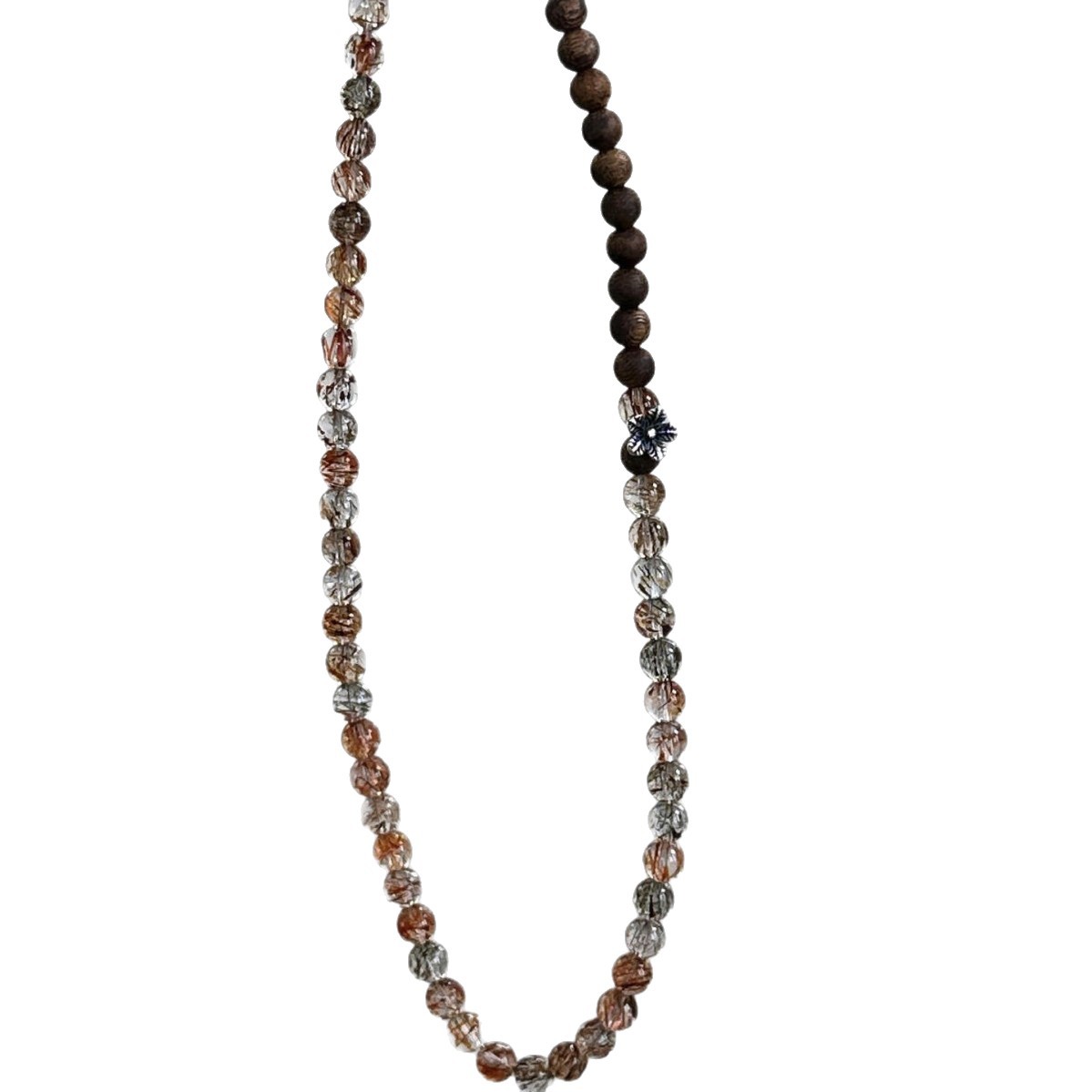 A natural black gold super seven crystal bracelet with double rings of agarwood, cold and exquisite, stacked and wealth-attracting magnetic field bracelet for women Item Picture