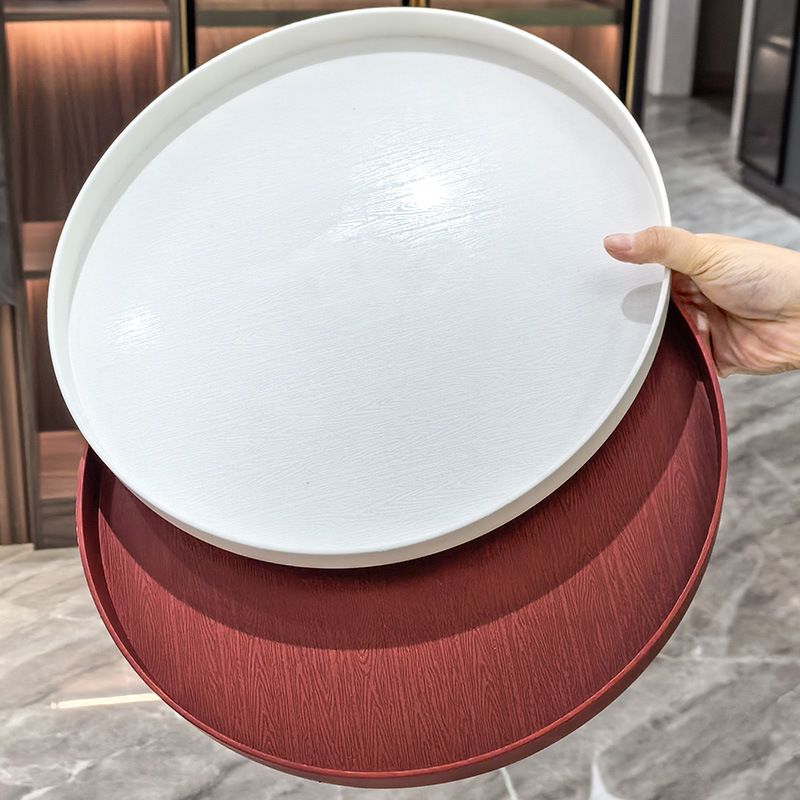 Anti-slip round plastic trays, hotel storage trays, tableware, restaurant serving dishes, tea trays, bars, KTVS, commercial trays