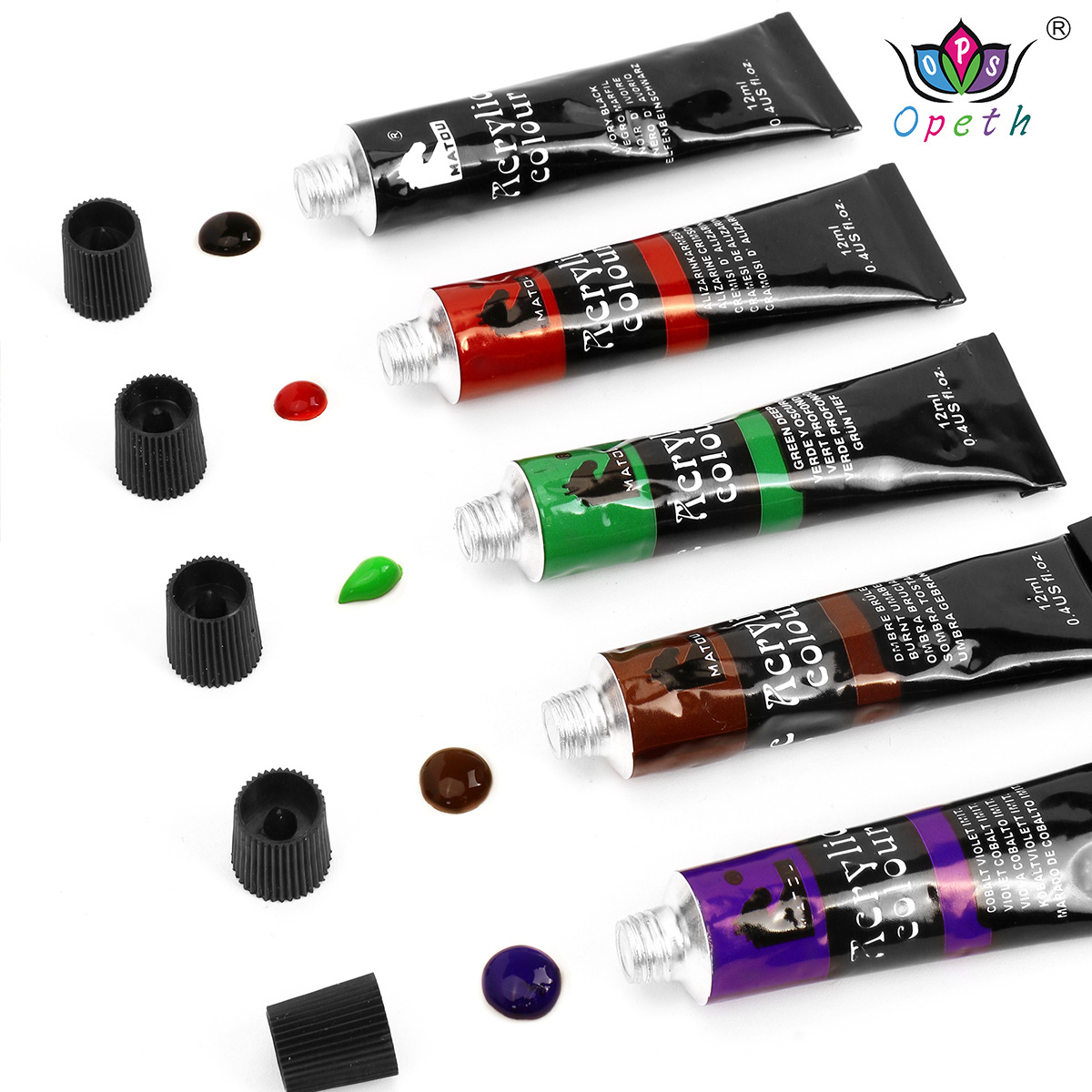 24-color aluminum tube acrylic paint set, art gouache paint, beginner oil paint painting set wholesale Specification image
