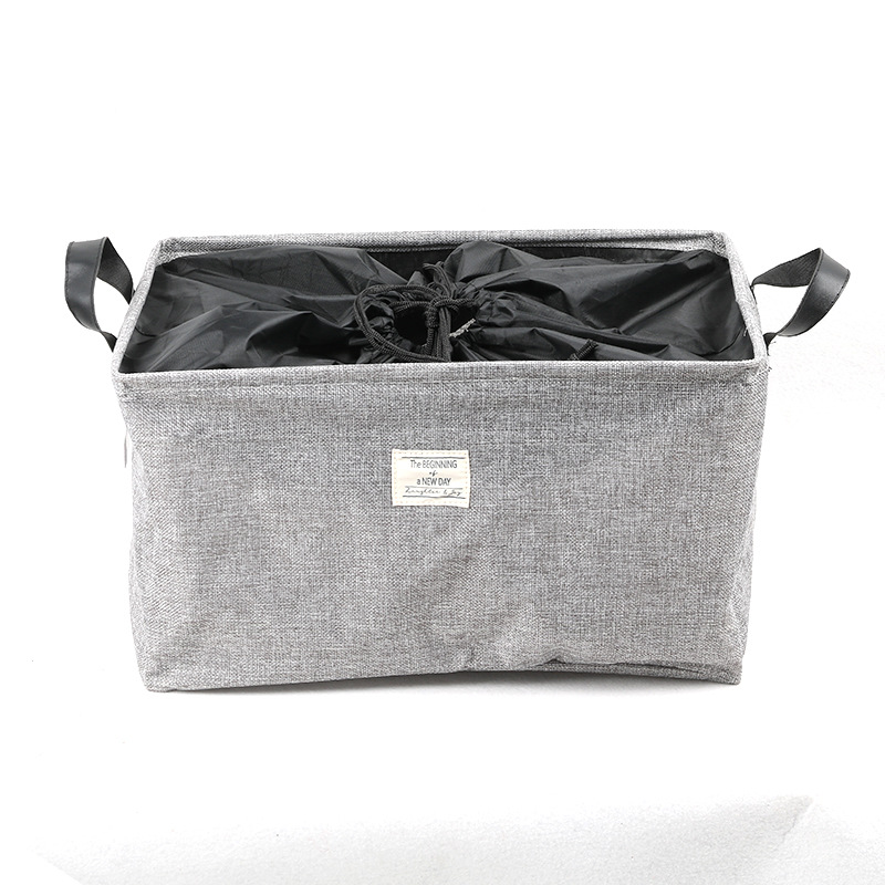 可束口防尘方框收纳筐仿麻时尚现代简约可折叠家居收纳篮批发详情图3