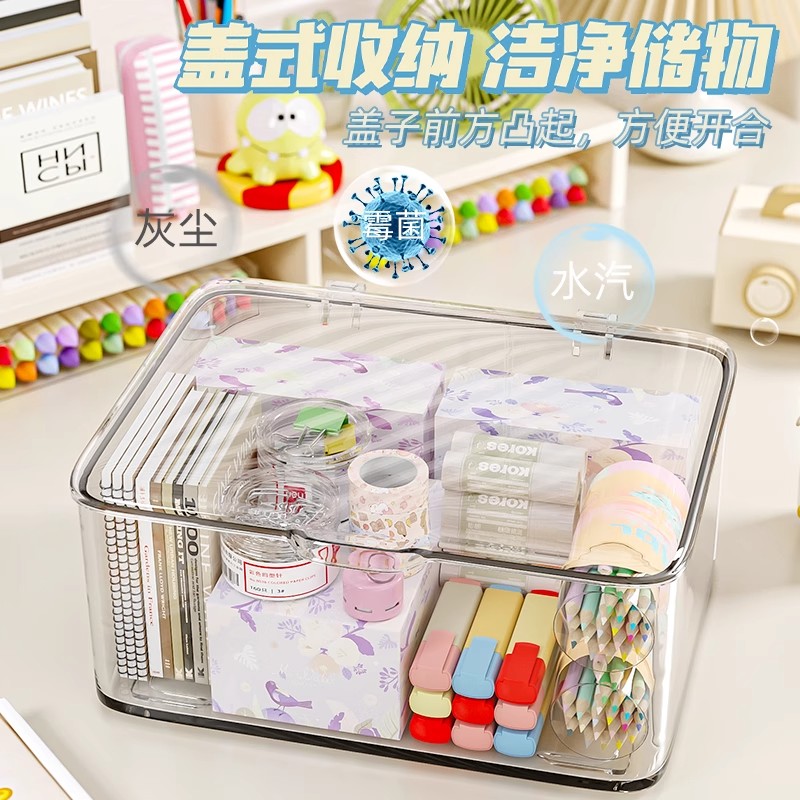 Desktop acrylic transparent storage box, flip-top desktop makeup dust-proof storage box, and zero food organization box Specification image