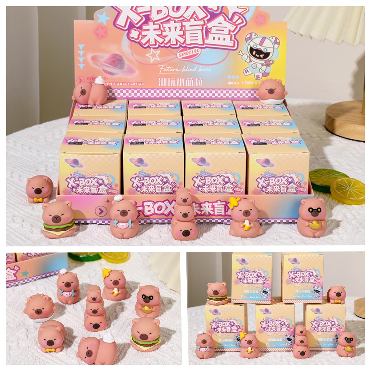 小卡皮网红爆款盲盒植绒小萌粒儿童卡通公仔潮玩地摊批发盲盒盲袋