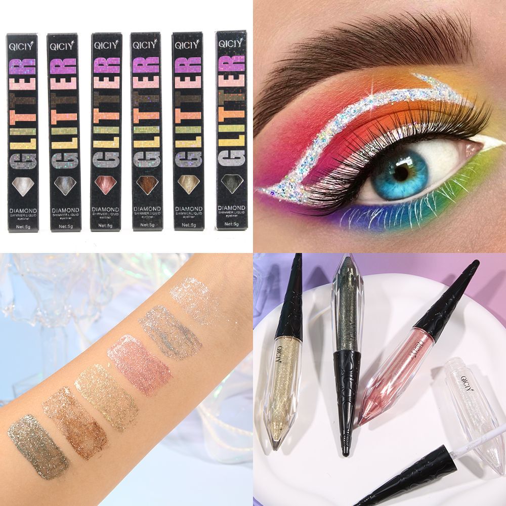 【 Cross-border Exclusive 】QICIY+ 6-color pearlescent Sparkling Eyeliner, multiple colors to choose from, Fine sparkling eyeliner Eye shadow wholesale Application Scenario