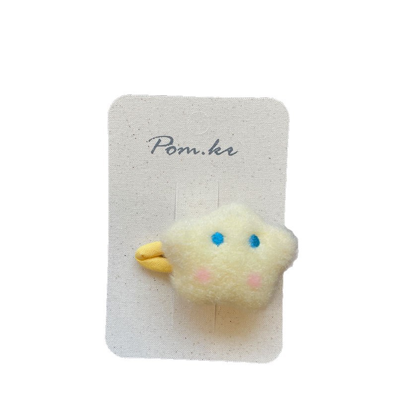 New Korean-style milk puff hair clip, plush handcrafted children's five-pointed star side broken hair break clip, elastic hair band for women Item Picture