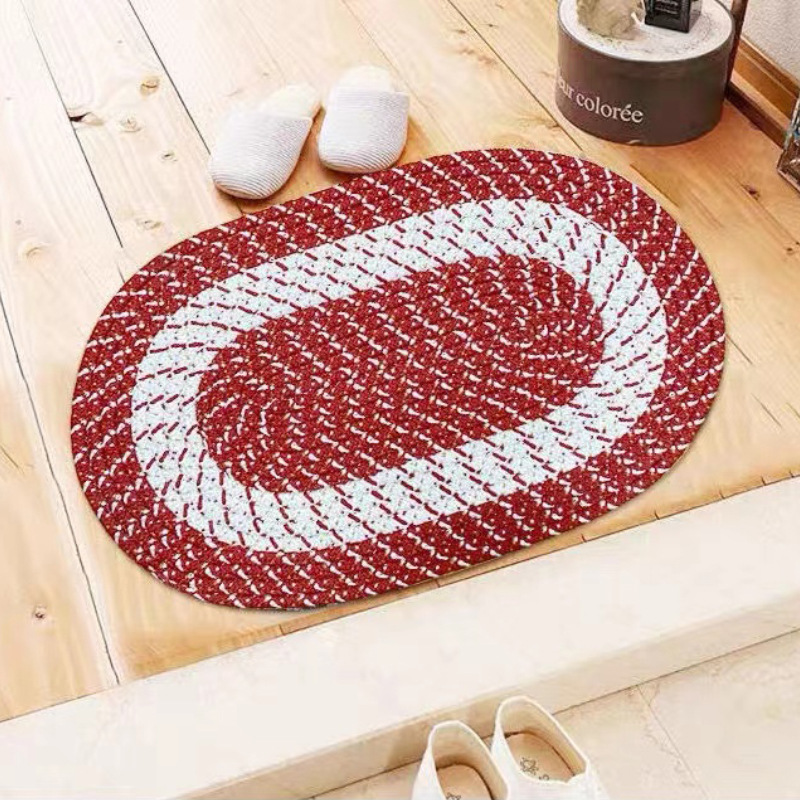 批发椭圆简约手工编织门垫家用进门口玄关地垫客厅地毯防滑脚垫