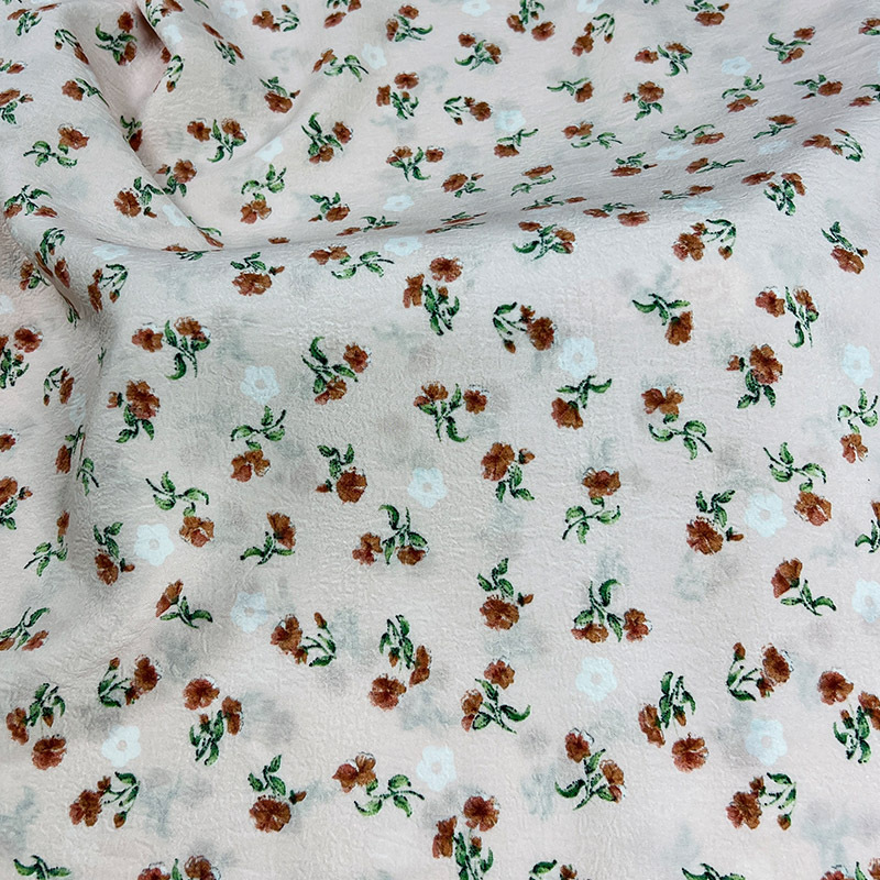 精品平纹一品皱印花连衣裙面料 沙滩系列休闲裤女装花布饰品布料 Specification image