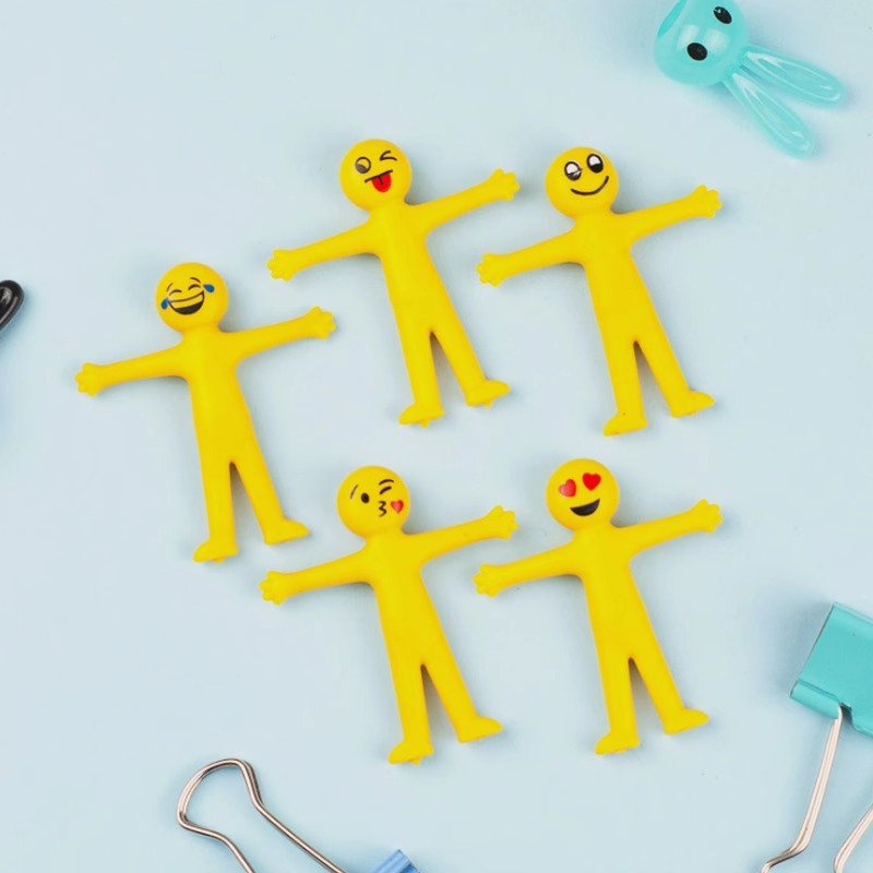 Creative stress-relieving and venting toys, soft rubber expressions, yellow little people, elastic rubber dolls, children's kindergarten gifts details Picture
