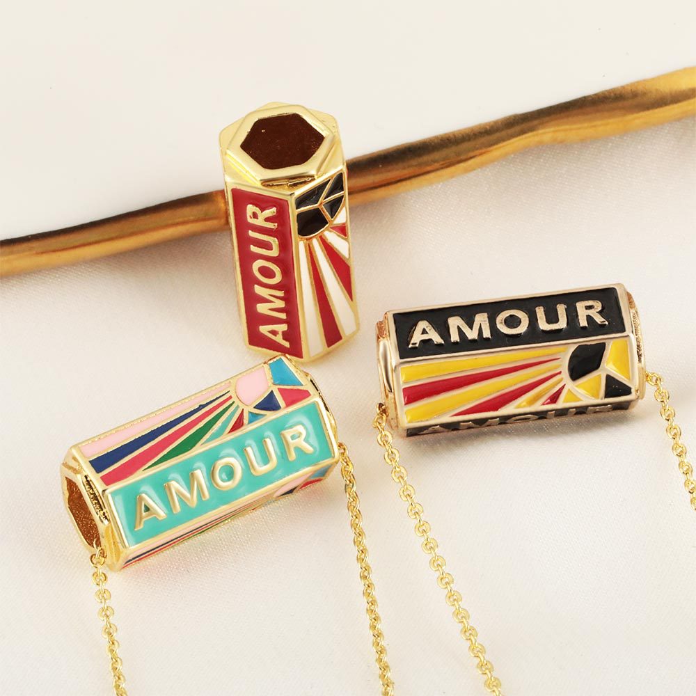 Copper-inlaid micro-zircon hexagonal bead oil drip Devil's Eye pendant, bracelet, necklace diy accessory manufacturer wholesale details Picture