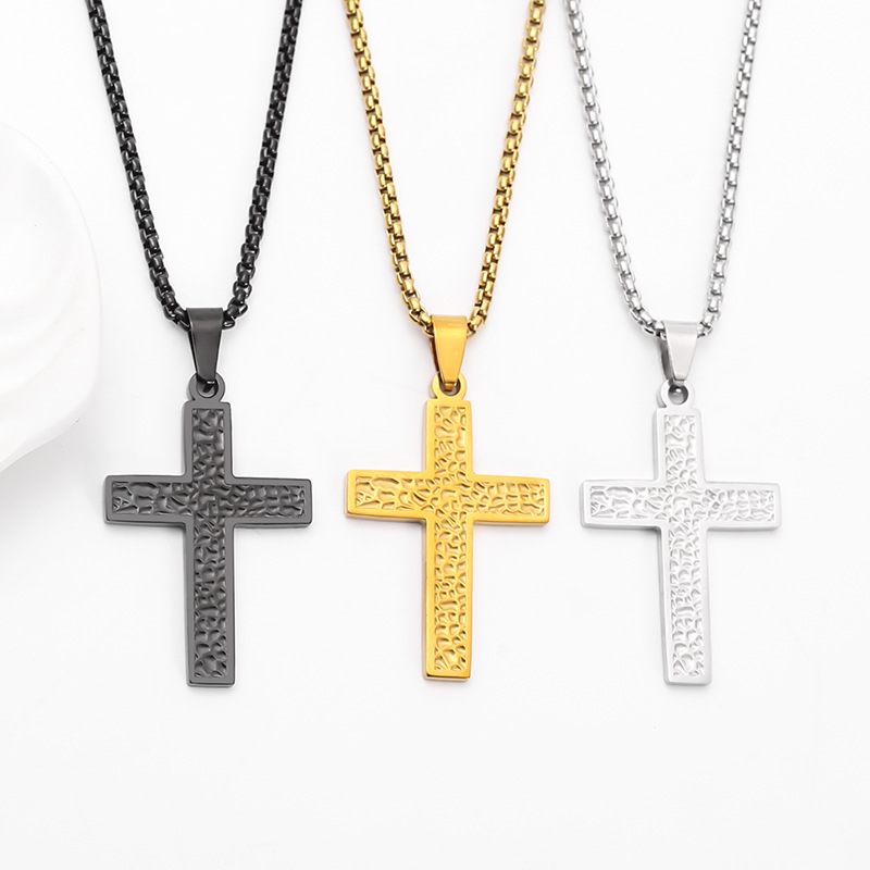 European and American titanium steel cross-shaped pendant, unique punk retro trend men's and women's stainless steel cross-shaped pendant