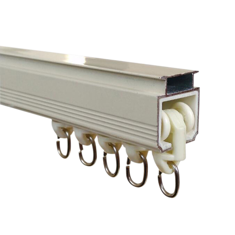 铝合金窗帘轨道直轨单双轨顶装侧装窗帘滑道静音导轨滑轨罗马杆白底实物图